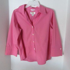 Talbots Petites Pink Blouse Shirt Cotton Size 10